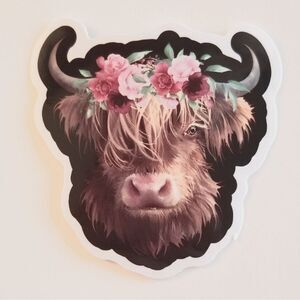 Pretty‎ Highland Cow Sticker